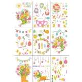 9PCS Easter Window Stickers Bunny Egg Rainbow Flower Decals Static Clings