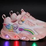 LED Light Kids Shoes Net Breathable Princess Sport Sneakers Shoes