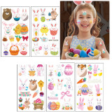 10PCS Easter Tattoos Stickers Temporary Egg Bunny Chick Carrot Tattoos for Kids