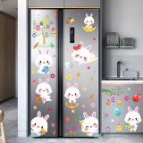 9PCS Easter Window Stickers Bunny Egg Flower Glass Door Decals Fridge Static Clings