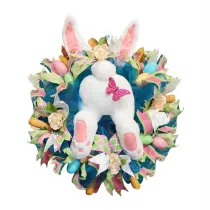 Easter Rabbit Front Door Wreath Thief Bunny Butterfly Butt with Ears Garland Wall Decoration