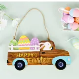 Happy Easter Lighted Door Decorations Cute Wall Hanger Rabbit Car Egg Wreath