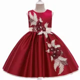 Toddler Girls Floral Embroidery Sleeveless Gowns Dress