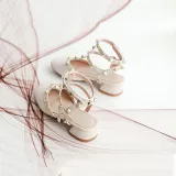 Kids Girl Rivet Bright Drill Gladiator High Heels Sandals Shoes