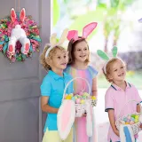 Easter Rabbit Front Door Wreath Thief Bunny Butt with Ears Garland Wall Decoration