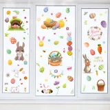 9PCS Easter Window Stickers Rabbit Gnomes Egg Flower Decals Static Clings