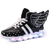 Toddler Kids LED Light Bright Leather Upper With Wings Sneakers Shoes