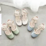 Kids Girl Rivet Bright Drill Gladiator High Heels Sandals Shoes