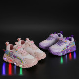 LED Light Kids Shoes Net Breathable Princess Sport Sneakers Shoes