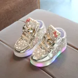LED Light Kids Shoes Stars Bowknot Running Ligthweight Sport Sneakers Shoes