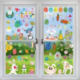 9PCS Easter Window Stickers Flower Gnomes Rabbit Egg Decals Static Clings