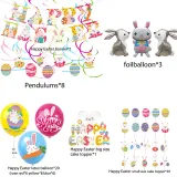 Happy Easter Banner Cake Fork Rabbit Hanging Swirl Foil Ceiling Decoration Balloon Set