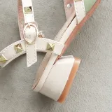 Kids Girl Rivet Bright Drill Gladiator High Heels Sandals Shoes