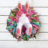 Easter Rabbit Front Door Wreath Thief Bunny Butt with Ears Garland Wall Decoration