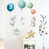 Easter Cartoon Bunny Balloon Colourful Wall Stickers Removable Decals