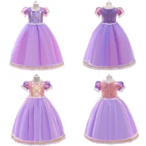 Toddler Girls Lace Sequins Short Sleeves Princess Dress