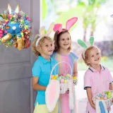 Easter Rabbit Front Door Wreath Thief Bunny Butt with Ears Garland Wall Decoration