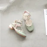 Kids Girl Rivet Bright Drill Gladiator High Heels Sandals Shoes