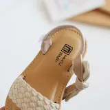 Kid Girl Bowknot Open-Toed Weave Soft Bottom Velcro Sandals Shoes