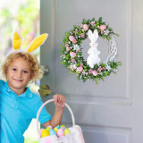 Easter Decorations for Front Door Rabbit Eggs Butterfly Wreath Wall Hanging Ornament