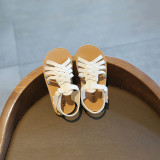 Kid Girl Weave Open-Toed Soft Bottom Velcro Sandals Shoes