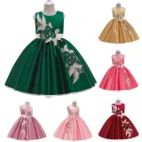 Toddler Girls Floral Embroidery Sleeveless Gowns Dress