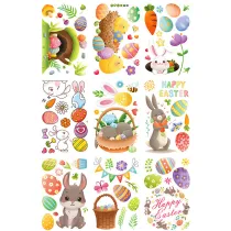 9PCS Easter Window Stickers Rabbit Gnomes Egg Flower Decals Static Clings