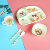 Cartoon Children 5 Pieces Tableware Animal Model Auxiliary Food Bowl Kindergarten Soup Bowl Dinner Bowl