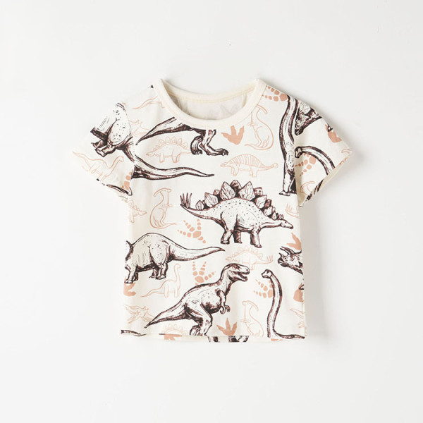 Toddler Boys T-shirts Cute Dinosaur Pattern Cotton Short Sleeve Tops