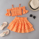 Toddler Girls Two-pieces Sling Top and Polka Dots Dress Set