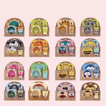 Cartoon Animal 5 Pieces Tableware Auxiliary Food Bowl Kindergarten Plates Cups Dowl Spoons Forks