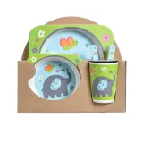 Cartoon Children 5 Pieces Tableware Animal Fruit Model Auxiliary Food Bowl Kindergarten Plates Cups Dowl Spoons Forks