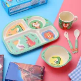 Cartoon Children 5 Pieces Tableware Animal Model Auxiliary Food Bowl Kindergarten Soup Bowl Dinner Bowl