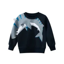 Toddler Boys Cartoon Shark Pattern Sweatshirts Long Sleeve Tops
