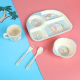 Cartoon Children 5 Pieces Tableware Animal Model Auxiliary Food Bowl Kindergarten Soup Bowl Dinner Bowl