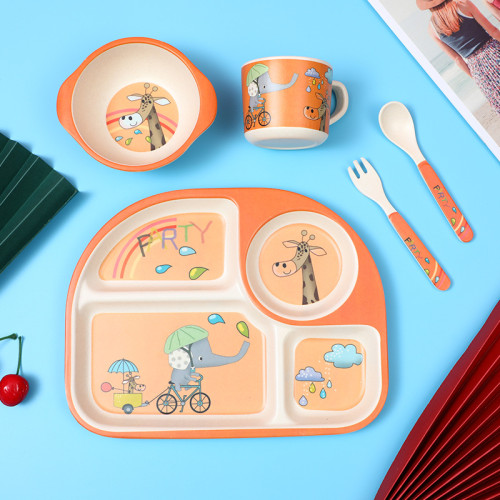 Cartoon Children 5 Pieces Tableware Animal Model Auxiliary Food Bowl Kindergarten Soup Bowl Dinner Bowl