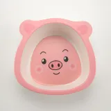 5 Pieces Pink Pig Bamboo Fiber Dinnerware Tableware Auxiliary Food Bowl Kindergarten Soup Dinner Bowl