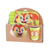 Cartoon Animal 5 Pieces Tableware Auxiliary Food Bowl Kindergarten Plates Cups Dowl Spoons Forks