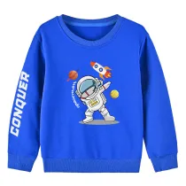 Toddler Boys Cartoon Astronaut & Rockets Pattern Sweatshirts Long Sleeve Tops