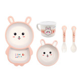 5 Pieces Cute Animal Toddler Kids Tableware Model Auxiliary Food Bowl Kindergarten Plates Cups Dowl Spoons Forks