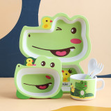 Cartoon Children 5 Pieces Tableware Crab Dinosaur Model Compartment Meal Bowl Kindergarten  Plates Cups Dowl Spoons Forks