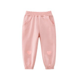 Toddler Girls Hearts Pattern Elastic Cuffs Casual Sports Pants