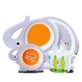 Cartoon Children 5 Pieces Tableware Animal Model Compartment Meal Bowl Kindergarten  Plates Cups Dowl Spoons Forks