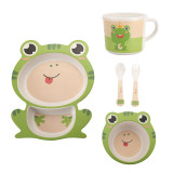 5 Pieces Cute Animal Toddler Tableware Model Auxiliary Food Bowl Kindergarten Plates Cups Dowl Spoons Forks