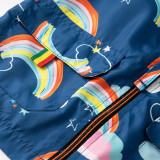 Girls Cartoon Rainbow Pattern Long Sleeve Hooded Outwears