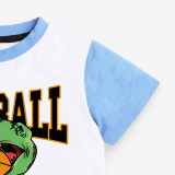 Toddler Boys T-shirts Cartoon Dinosaur & Football Pattern Cotton Tops