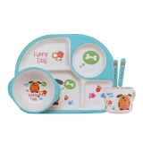 5 Pieces Cute Animal Toddler Kids Tableware Model Auxiliary Food Bowl Kindergarten Plates Cups Dowl Spoons Forks