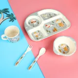 Cartoon Children 5 Pieces Tableware Animal Model Auxiliary Food Bowl Kindergarten Soup Bowl Dinner Bowl
