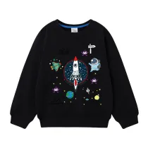 Toddler Boys Cartoon Rockets Pattern Sweatshirts Long Sleeve Tops