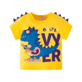 Toddler Boys T-shirts Cartoon Dinosaur Slogan Pattern Cotton Tops